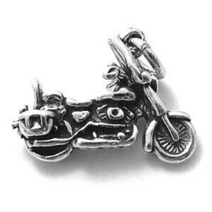 AMERICAN MOTORCYCLE CHARM IN 3D. STERLING SILVER